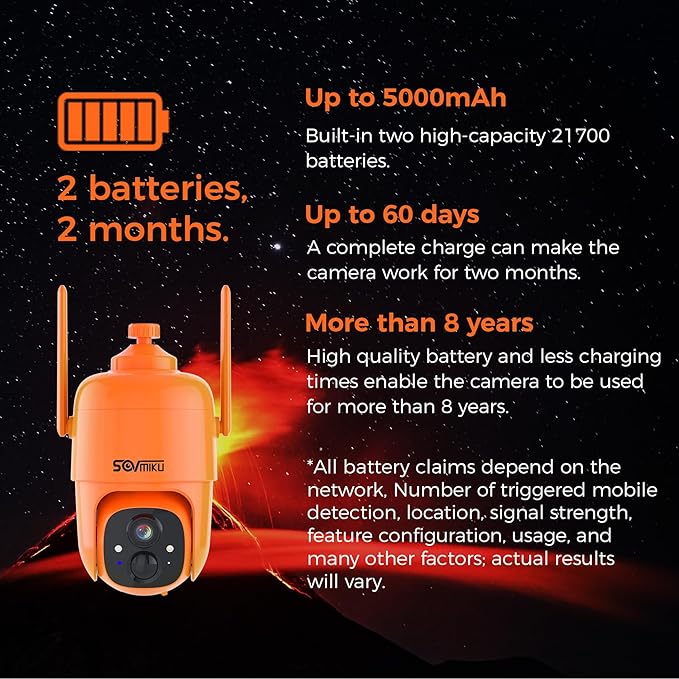SOVMIKU Hephaestus 2X1 Active Defense Solar Security Camera Wireless Outdoor,PIR Motion Detection, Easy to Setup, Starlight Color Night Vision,Two Way Audio, Audible Flashlight Siren,SD Slot