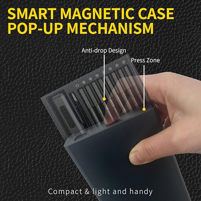 Mini Electric Screwdriver Set,3.7V Power Screwdriver Cordless Rechargeable,4 LED Lights,64 S2 Magnetic Bits,Magnetic Storage,Portable Repair Tool Kit for Electronics Watch Camera Phone Laptop (Grey)