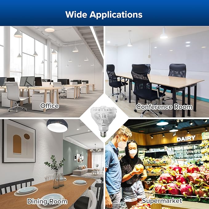 SANSI 45W 6000 Lumens Brightest LED Light Bulb, BR30 400W Equivalent 5000K Daylight E26 to E39, Super Bright Bulb Non-Dimmable, 22-Year Lifetime Energy Saving for Home Workshop