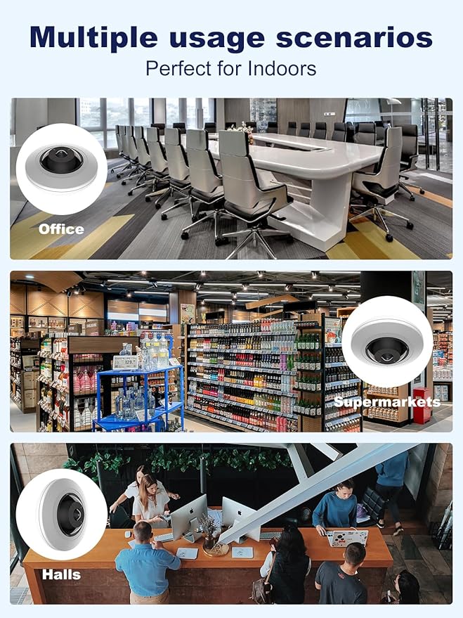 Anpviz Fisheye PoE IP Camera Indoor, Perimeter Protection, 360° View Panoramic 5MP Security Camera with Audio, Office Home People Counting, IR Night Vision, Multiple Display Viewing Modes(H Series)