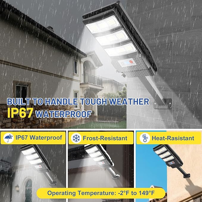 Solar Lights Outdoor Waterproof 2 Pack, Flood Lights Motion Sensor Solar Powered, Dusk to Dawn Outdoor Lighting Remote Control, Street Security Wall Lamp Exterior for Yard Patio Garden Outside