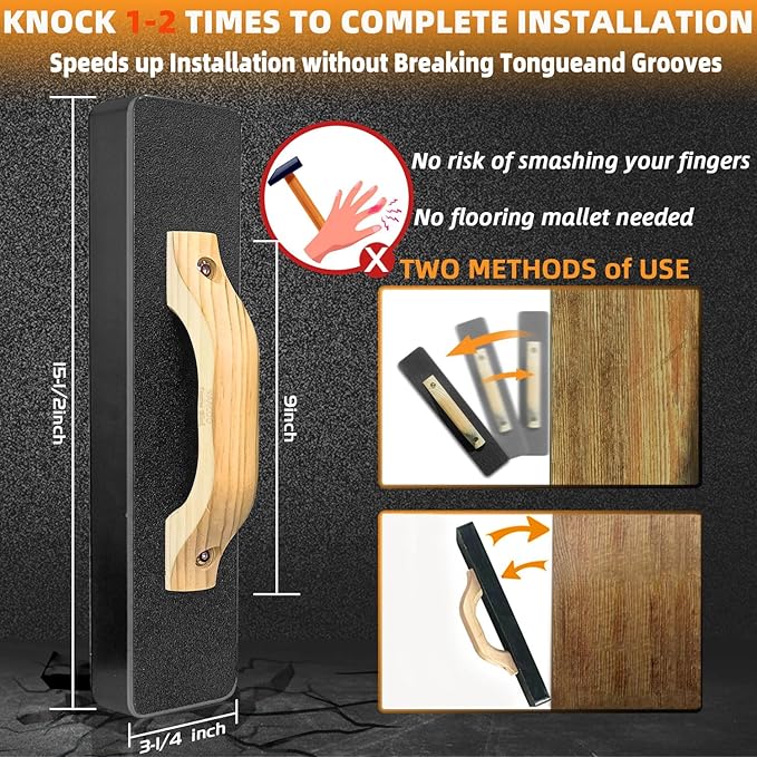 Laminate/Vinyl Flooring Tools, NAACOO Heavy Tapping Block, Heavy Pull Bar, Knee Pads, 10” Contour Gauge, 20pc Upgrade Flooring Spacers, Rubber Mallet/Pro-6 in 1 Floor Installation Kit