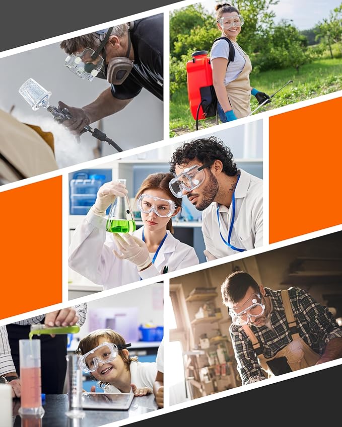 Anti-Fog Indirectly Vented Lab Safety Goggles Over Glasses