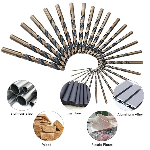 29Pcs Cobalt Drill Bit Set, 135 Degree Tip High Speed Steel with Black and Gold Finish, Stainless Steel, Plastic and Wood with Metal Indexed Storage Case 1/16"-1/2"