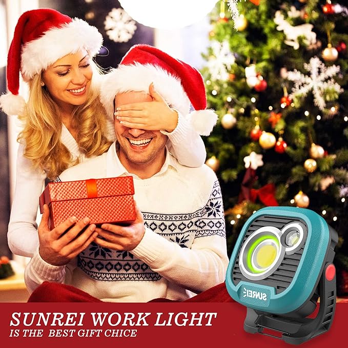 LED Rechargeable Magnetic Work Light SUNREI Mechanic Light Power Bank 180° Rotating, 1500LM, 6 Modes, Magnetic&Hook, 13500mAh Battery, Magnetic Flashlight for Camping, Car Repairing (Blue)