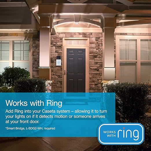 Lutron Caseta Smart Switch 3-Way Kit, with Pico Remote, Wallplate, Wall Bracket for LED Lights and Fans, 5 Amp, Neutral Required, P-PKG1WS-WH