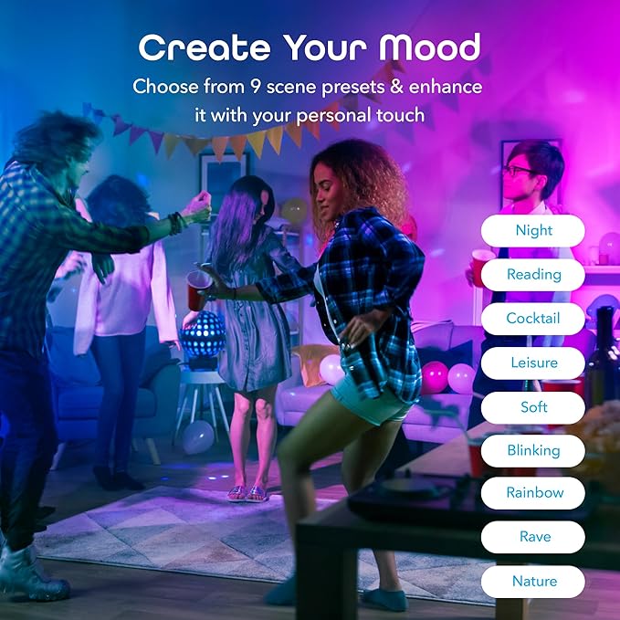 Prisma Plus E12 B11 Candle Wi-Fi Smart Bulb - 40W Color and Tunable White Smart (4-Pack)