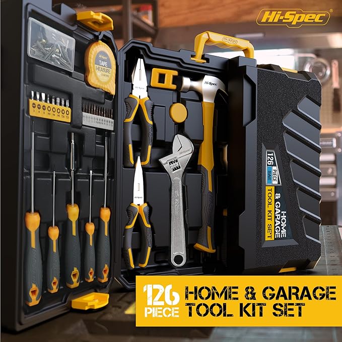 Hi-Spec 126 pc Socket Wrench Auto Repait Tool Kit Set, Full Tool Sets for Men, Ideal Kit for Home & Professional Use