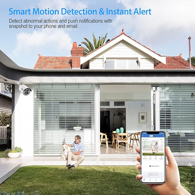 8CH Home Security Camera System Outdoor Indoor, 2MP HD 5-in-1 Surveillance DVR Recorder and (4) Wired 1080P CCTV Bullet Dome Cameras with Night Vision, Email Alert, 1TB Hard Drive