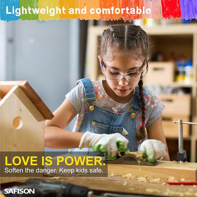 28 Pack Kids Safety Glasses, ANSI Z87.1 Child Size Protective Goggles in 7 Colors, Scratch and Impact Resistant Clear Lens Eyewear with Color Frame for Nerf Party/Science/School Projects