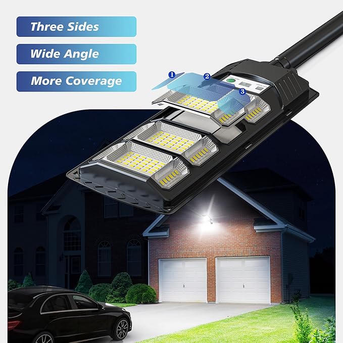 Solar Lights Outdoor Waterproof, 320° Wide Angle Solar Street Lights Outdoor Dusk to Dawn, Solar Flood Lights Outdoor Motion Sensor with Remote, Super Bright LED Solar Security Lights for Yard 2-Pack