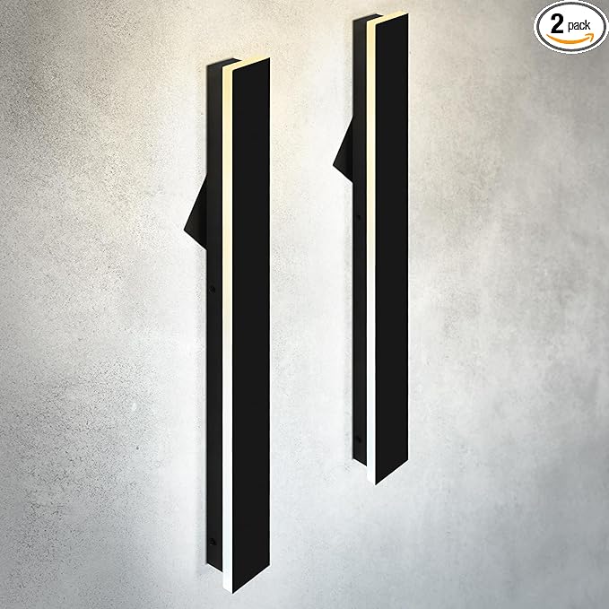 ASD LED 36" Long Wall Mount Light Fixture, Outdoor & Indoor Linear Sconce | 3CCT, Dimmable, Waterproof, Anti-Rust, ETL Listed | 30W 1900LM 3000-5000K 100-277V | Exterior Porch Lighting | Black, 2 Pack