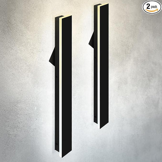 ASD LED 36" Long Wall Mount Light Fixture, Outdoor & Indoor Linear Sconce | 3CCT, Dimmable, Waterproof, Anti-Rust, ETL Listed | 30W 1900LM 3000-5000K 100-277V | Exterior Porch Lighting | Black, 2 Pack