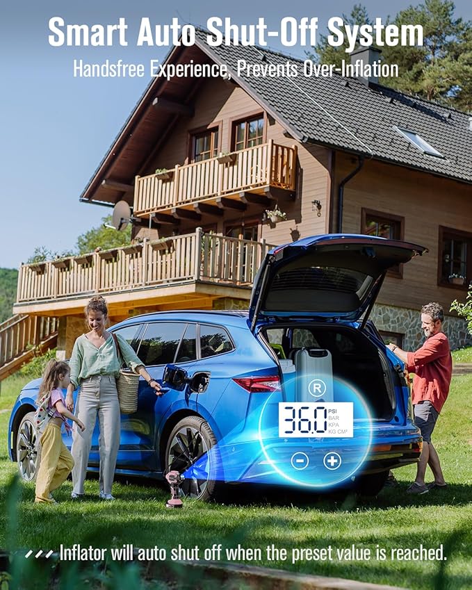 Avid Power Cordless Tire Inflator Air Compressor, 20V Car Tire Pump w/ 12V DC Adapter, Rechargeable Li-ion Battery Operated Tire Compressor w/Digital Pressure Gauge, for Many Inflatables (Pink)