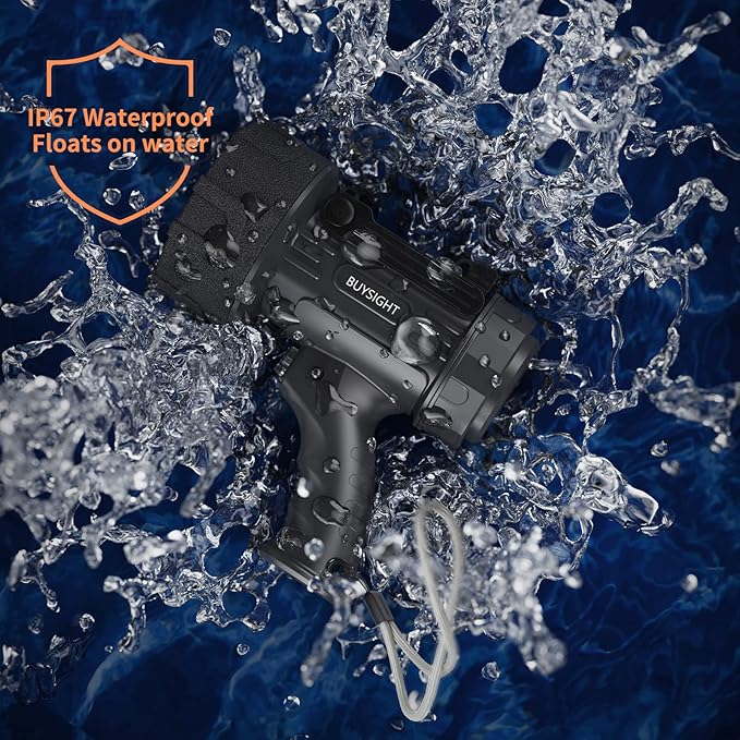 BUYSIGHT Rechargeable Spotlight Flashlight,Super high lumens Hand held Spotlight Waterproof Flashlight Hunting floodlight with red Filter (Graphite Black-COB)