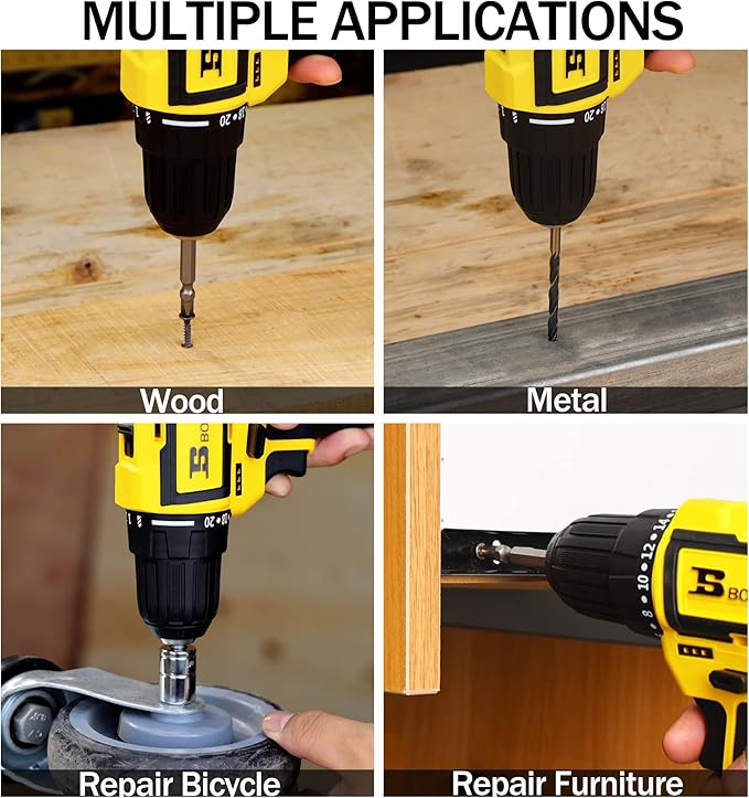 BOSI TOOLS Brushless Cordless Drill Set 16.8V Power Drill Driver Kit with 2 2000mAh Batteries and Charger 3/8-Inch Keyless Chuck 2 Speed 20+1 Position Torque Setting 27pcs Drill Screwdriver Bits