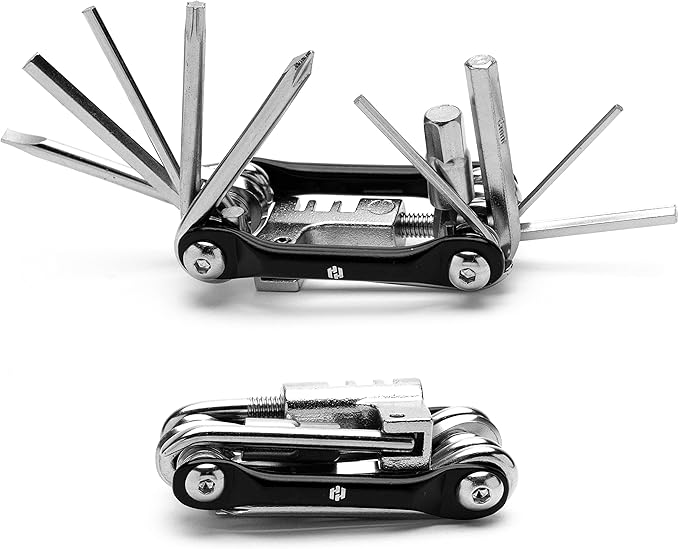 Bike Multitool - Bike Tool Kit -12 In 1 Lightweight Stainless Steel Bicycle Multi tool - Safety Locking, Survival Gear With Hex Key, Screwdriver, Chain Cutting Tool by Hayvenhurst