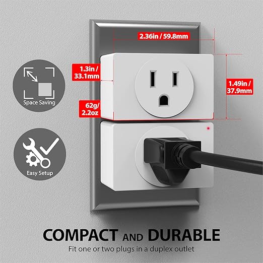 Fosmon Wireless Remote Control Electrical Outlet Switch (2 Pack) - ETL Listed, (15A, 125V 1875W) Remote Light Switch Outlet Plug with Braille (On/Off) Mark for Lamp, Lights, Fans, Expandable
