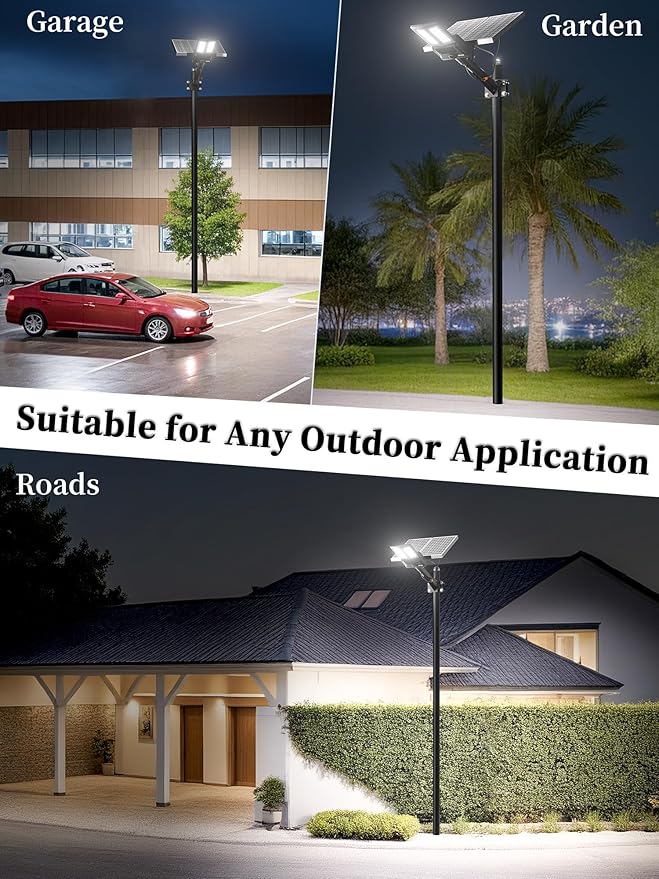 Ofuray OL-9000W Solar Street Lights Outdoor,Parking Lot Lights Commercial Dusk to Dawn up to 520,000Lm,40,000mah Big Power Solar Security Flood Remote Control with Motion Sensor for Street,Yark