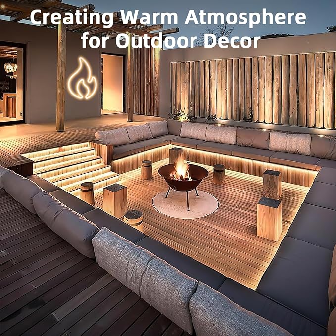 Lamomo LED Neon Lights, 24V Warm White Dimmable LED Rope Flex, 32.8ft Waterproof LED Strip Lights, Silicone 3000K Neon LED Strip for Bedroom Indoor Home Decor (Power Adapter Included)