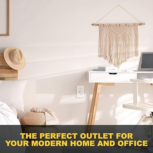 Faith Combination Electrical Outlet and USB Wall Charger | White Wall Outlet with USB Ports (2-Pack) | Power Outlet 15A/125V with 3.6A/5V Type A and C USB Outlets | Fast Charging and Tamper Resistant