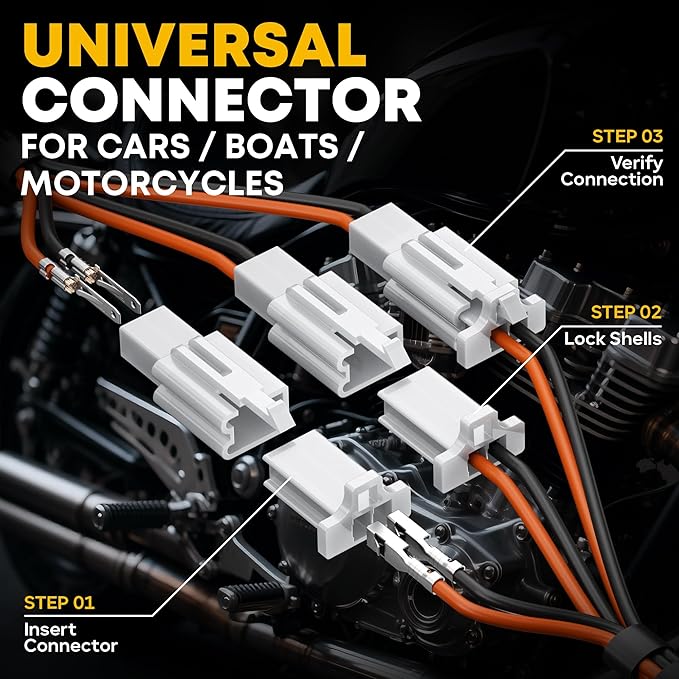 Automotive Electrical Wire Connectors Crimping Tool Kit, 2.8mm 2 3 4 6 9 Pin Connector, AWG 24–14 Ratchet Crimping Tool with Extractor, for Car, Motorcycle, Boat, Trailer Wire Harness Repairs