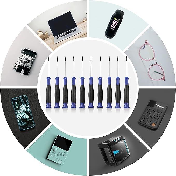 WORKPRO 10-Piece Precision Screwdriver Set with Pouch, Magnetic Small Screwdrivers with Phillips, Slotted, Torx Star, Mini Screwdriver Repair Tool Kit for Eyeglass, Watch, Computer, Laptop, Phone