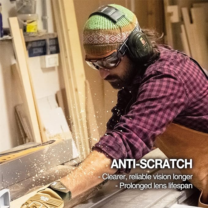 DEX FIT Protective Safety Goggles SG220; Anti Fog & Scratch, Z87 Eye Protection for Lab, Science, and Chemistry Work, Adjustable for Women and Men, (Black & Orange Frame, Clear Lens, 30cm Strap)