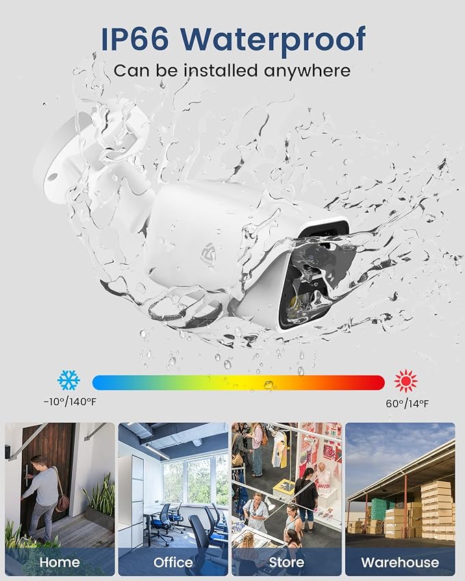 8CH Home Security Camera System, 8 Ports 4K NVR with 2TB HDD, 4 x 5MP Outdoor PoE IP Cameras, Person/Vehicle Detection, 2-Way Audio, Color Night Vision, Spotlight Siren, 24/7 Recording