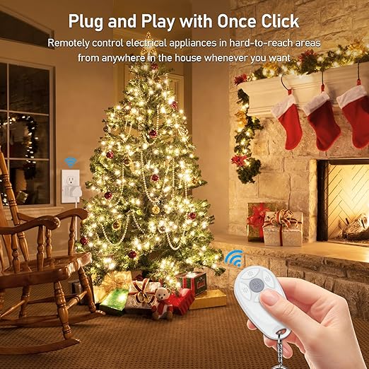 Thinkbee Remote Control Outlet, 15A /1500W 300ft RF Range Wireless Light Switch Kit, Expandable Remote Outlet Electrical Switch for Lamp Fan Household Appliances, 80-275V with Anti-Surge 4000V