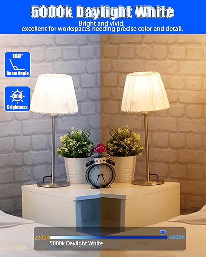 MASTERY MART A19 LED Bulbs 60 Watt Equivalent, 9W Non-Dimmable, Flicker-Free, 800 Lumens, Bright Daylight White 5000K, E26 Base, 10000 Hours, Energy Saving, Bright for Living Room, Bedroom, 12 Pack