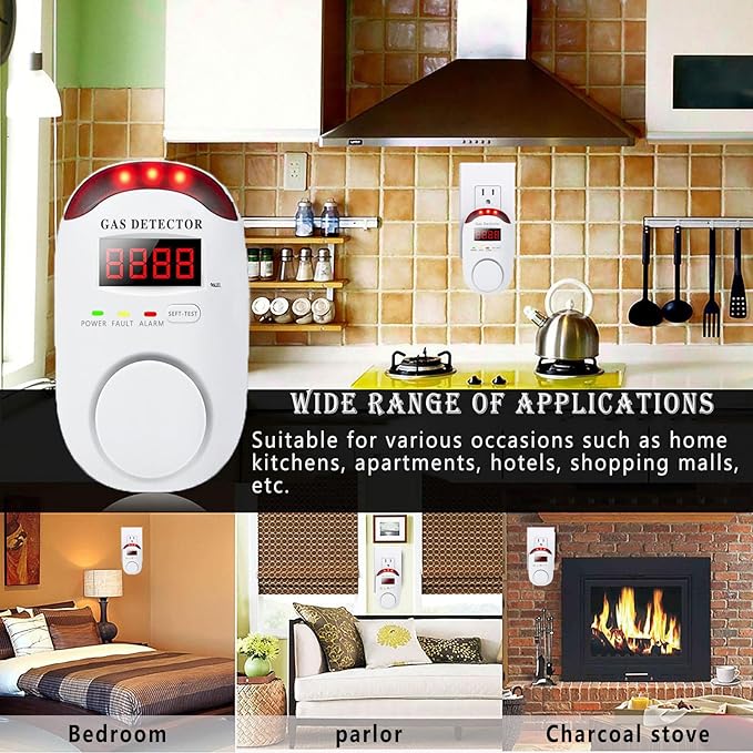 Natural Gas Detector Plug-in Propane Gas Detector for Home & RV Gas Leak Detector for LNG, LPG, Methane - 2 PCS