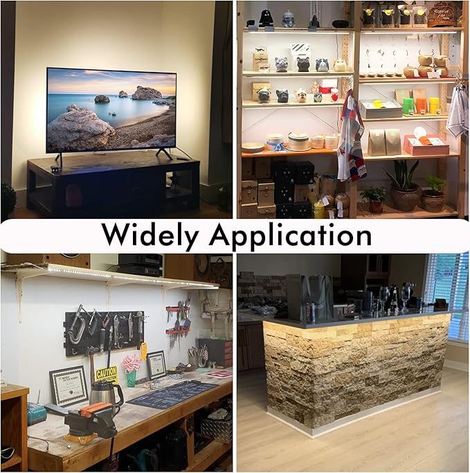 WOBANE Under Cabinet Lighting Kit, 6PCS 20inch LED Strip Bars with 24W Adapter,RF Remote,Super Bright Daylight for Kitchen Cabinet,Under Desk,Counter Lighting,4000K Natural White,1500 Lumen,Dimmable