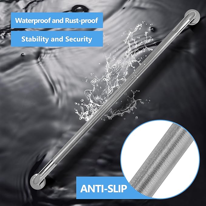 Shower Grab Bar, 2 Pack 39.4 Inch Bathroom Grab Bar, 304 Stainless Steel 1.25" Diameter Anti-Slip Handicap Grab Bar Support Shower Rail Senior Handrail Shower Safety Bar Handle