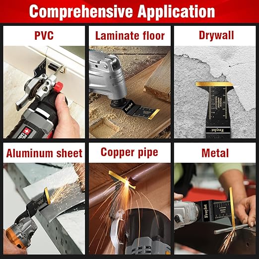 18PCS Titanium Oscillating Saw Blades Kits, 2X Speed Universal Multi Tool Blades for Metal, Cutting Wood, Nail, Plaster Wall, Blades for Multi-Tool Fit DeWalt Milwaukee Ryobi Rockwell Fein Makita
