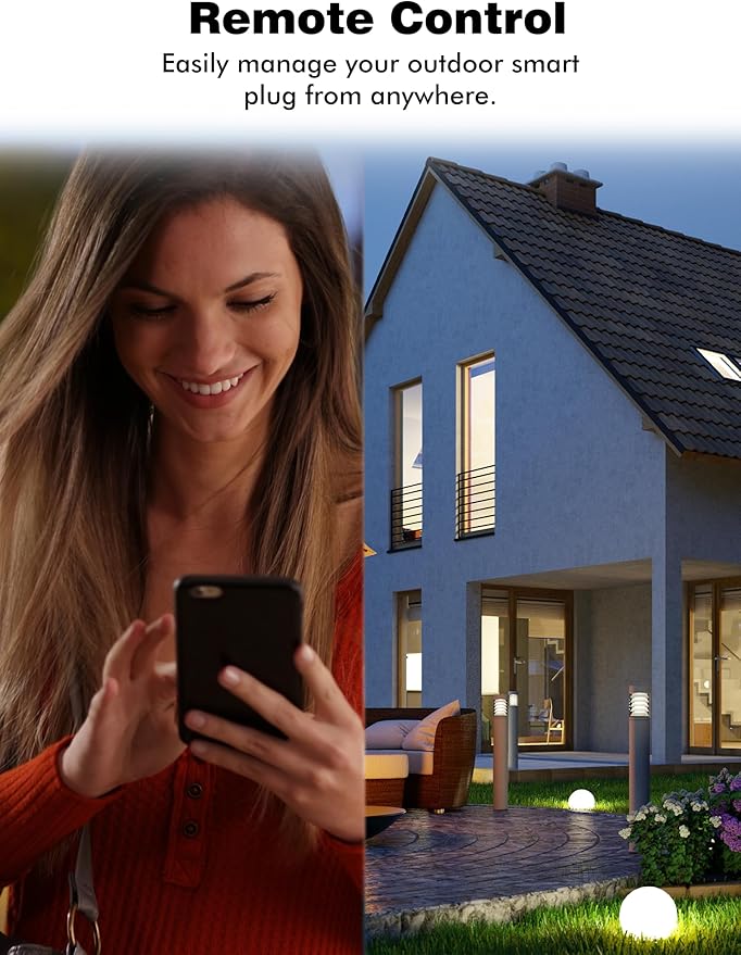 EIGHTREE Outdoor Smart Plug Waterproof IP44, Smart Outlet Plug with 2 Independently Controlled Outlets, Compatible with Alexa and Google Assistant, Voice & Remote Control, Timer&Schedule, 2.4GHz Only