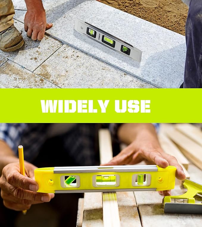 2 Pack Torpedo Level 9-INCH Level with 45°/90°/180° Bubbles, Small Measuring Tool