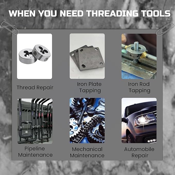 40pcs Metric Tap and Die Set, Metric Standard Rethreading Tool Kit, Coarse and Fine Threads for Cutting External and Internal Threads, Essential Repair Tool Kit with Thread Wrench