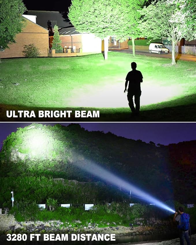 Rechargeable Flashlights High Lumens, 99,000 Lumen Super Bright Flashlight, 2pack Led High Powered Flash Light, Flashlight for Home, Camping, 5 Modes/12h Run Time for Outdoor, IPX6 Waterproof