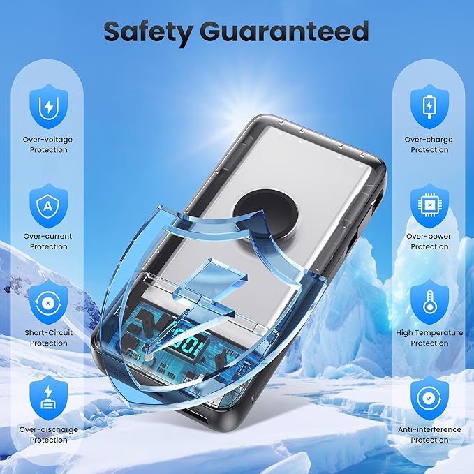 Portable Charger 40800mAh for iPhone with 2 Built-in Cable and iWatch Charger, 5-in-1 25W PD Fast Charging USB C Power Bank,QC4.0 LED Display Battery Pack for iPhone 16/15/14/13/12,Android,Apple Watch