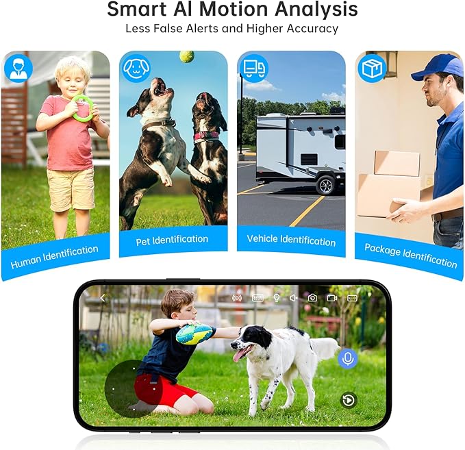 Security Cameras Wireless Outdoor,2K Color Night Vision AI Motion Detection Spotlight Siren Alarm,5G/2.4G WiFi Home Indoor Camera Two-Way Audio,Use Alone or with Recmoment HomeBase