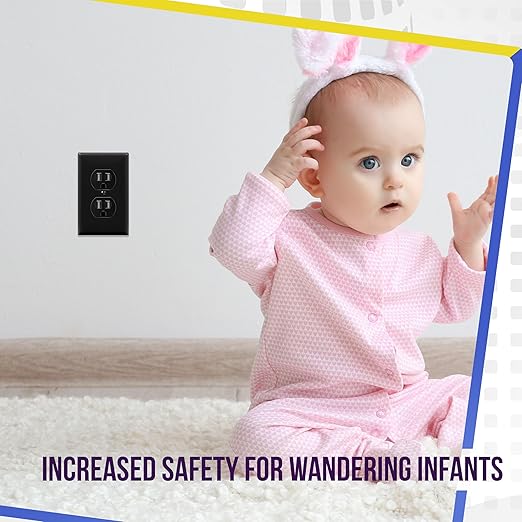 ENERLITES Duplex Outlets and Wall Plates Bundle, Tamper-Resistant Electrical Receptacle, 15A 125V, Self-Grounding, 2-Pole, UL Listed, 61581-TR-BKWP-10PCS, Black (10 Pack)