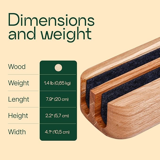 THEHRDWOOD Dual Laptop Stand Vertical Laptop Holder for Desk - All MacBook Vertical Stand up to 0.7'' Thick - Notebook Stand Handmade of Natural Wood - MacBook Holder (Dual Oak)