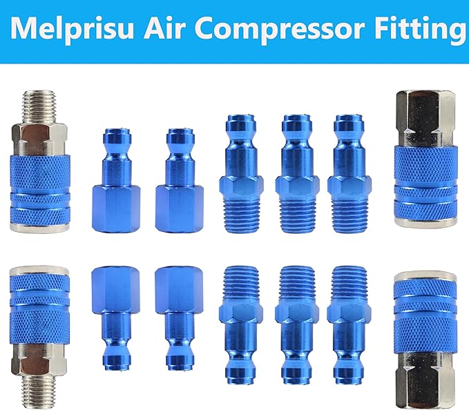 Type C Air Fittings Connect Automotive Air Plug & Coupler Set 14PCS Air Hose Fittings for Air Compressor Fittings Kit Aluminum T/Auto Air Fitting Set