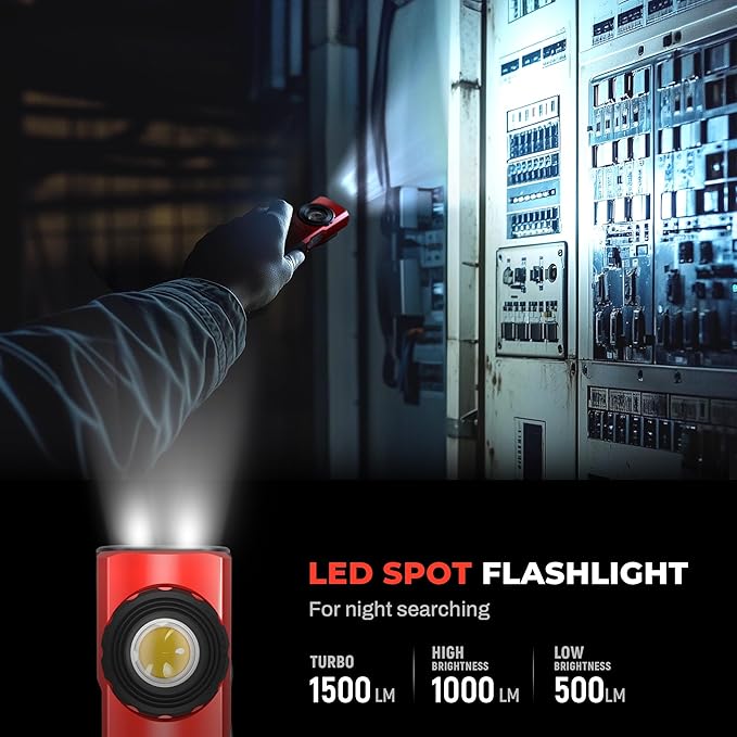 Anhay Rechargeable Flashlights 1500 Lumens EDC Flat Flashlight with 8 Modes, Pocket Flashights Waterproof, Magnetic Small Flashlights Powerful for Checking, Working, Camping, USB-C Charging