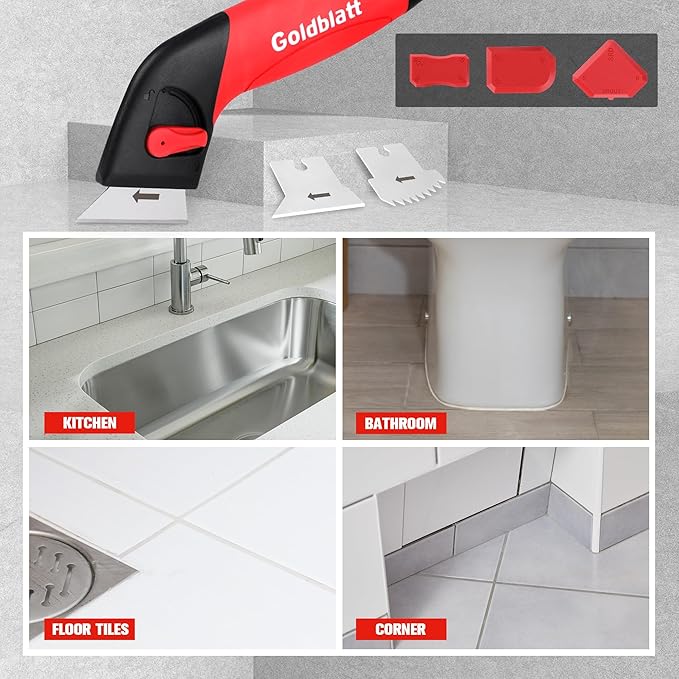 Goldblatt Caulk Remover Tool, Grout Removal Tool, Caulking Tool, Silicone Caulking Tool Kit, Sealant Finishing Tools for Sink Joint Bathroom Kitchen Floor