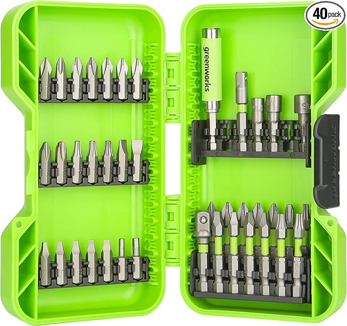 Greenworks 40 Piece Impact Rated Driving Set, Screwdriver Bit Set