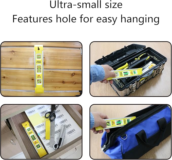 DOWELL 9 Inch Magnetic Box Level Torpedo Level(2PCS),3 Different Bubbles/45°/90°/180°Measuring Shock Resistant Torpedo Level