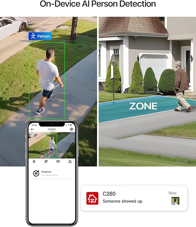 ZOSI 8CH 3K Wi-Fi 6 Security Camera System, 4 x 5MP Pan Tilt WiFi Camera with Auto Tracking, Color Night Vision, Plug-in, AI Person Detect, 2-Way Audio, 8 Channel WiFi NVR with 1TB HDD for 24/7 Record