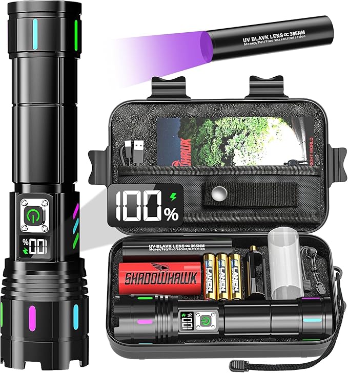 Flashlight 2000 High Lumens Rechargeable - 30W Super Bright LED Flash Light with LCD Display | 3937ft Beam & 12H Long Lasting USB C Powerful Handheld Flashlight for Home, Camping, Hiking, Emergency